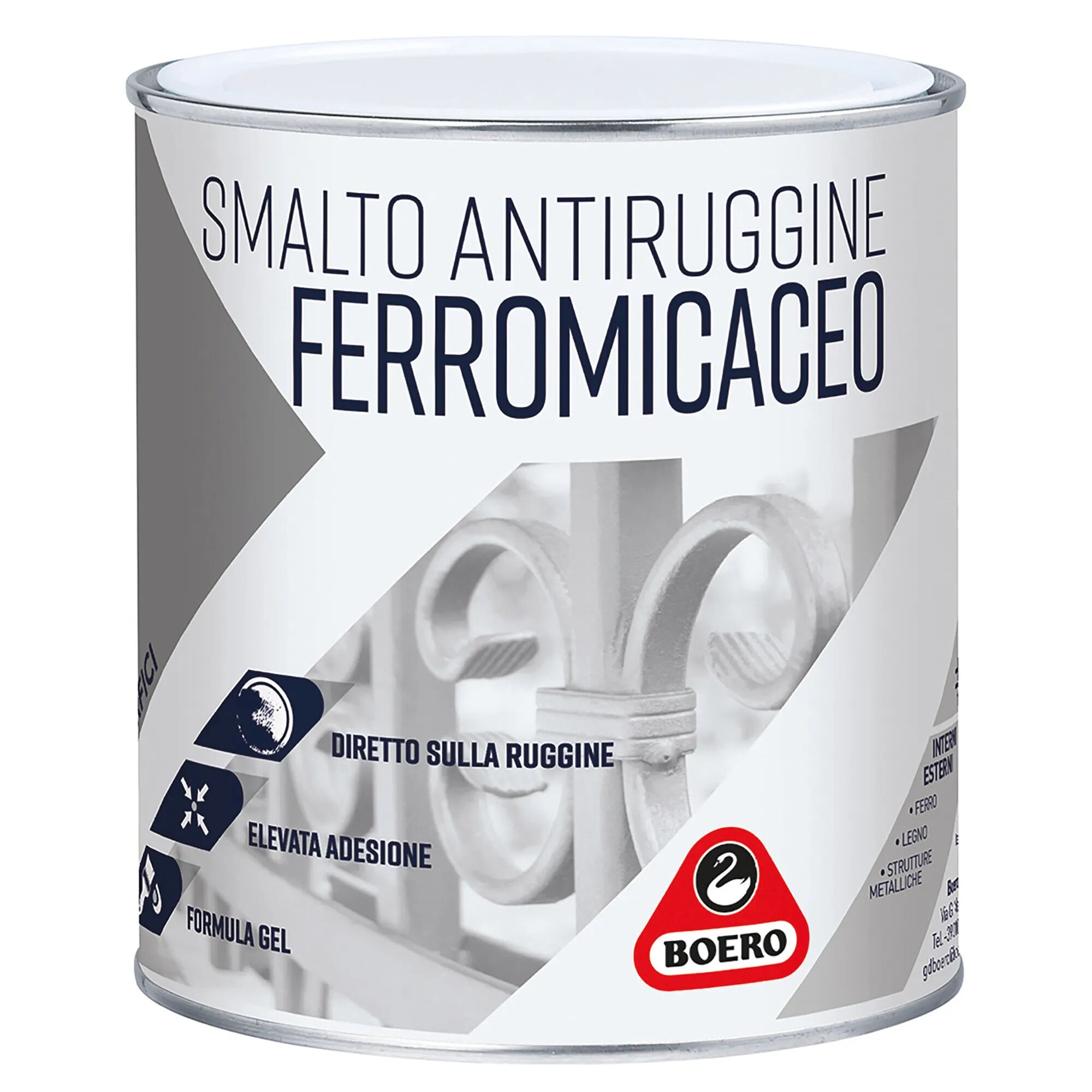 Boero SMALTO ANTIRUGGINE GEL  GRIGIO CHIARO GRANA FINE 2,5 l FERROMICACEO 9-11 m² x 1 l