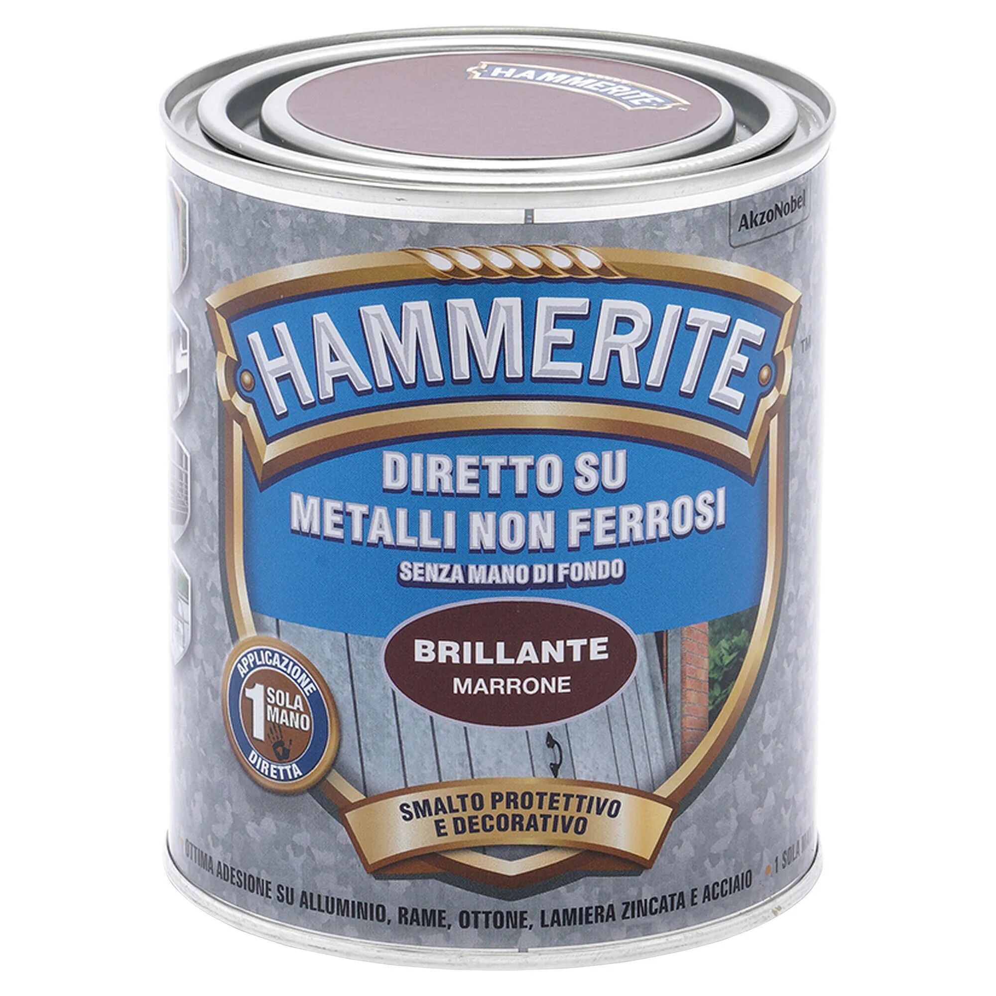 Hammerite SMALTO METALLI NON FERROSI  0,75l BRILLANTE MARRONE 8-10 m² CON 1 l