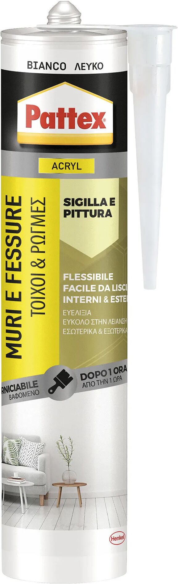 Pattex SIGILLANTE ACRILICO MURI FESSURE  280 ml BIANCO VERNICIABILE