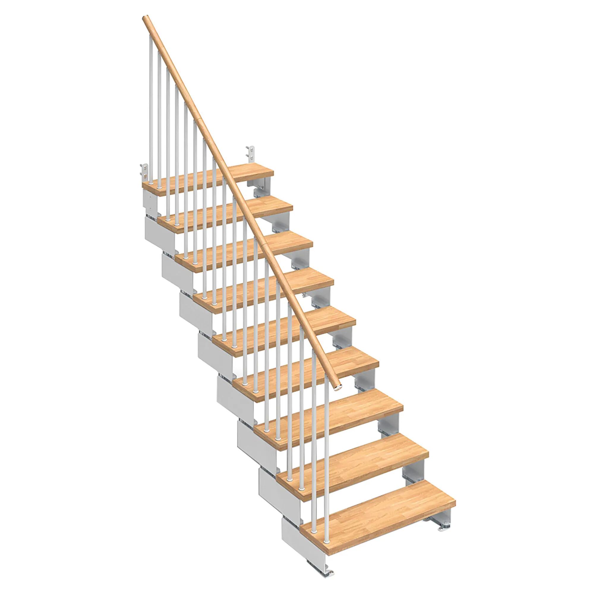 Tecnomat SCALA A GIORNO KOMPO RETTILINEA 9 GRADINI IN LEGNO DI FAGGIO NATURALE ACCIAIO BIANCO