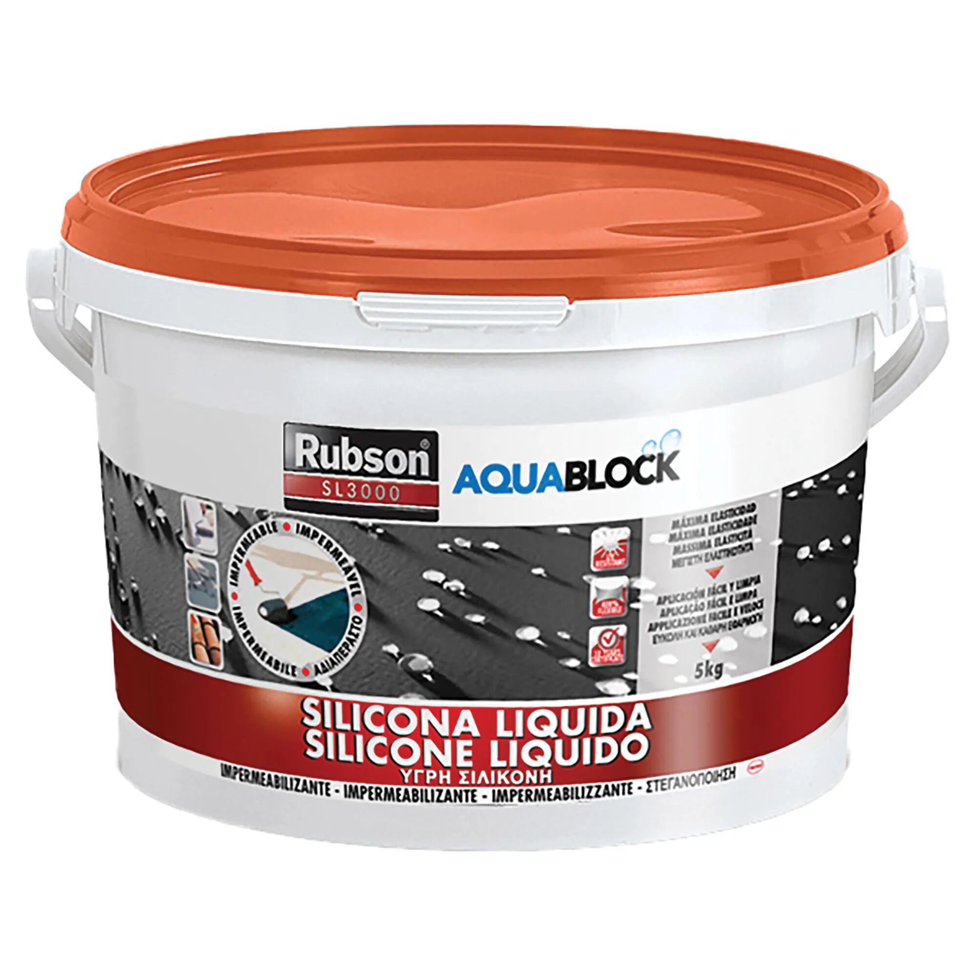 Rubson SILICONE LIQUIDO  AQUABLOCK 5 kg TERRACOTTA RIVESTIMENTO IMPERMEABILE UNIVERSALE