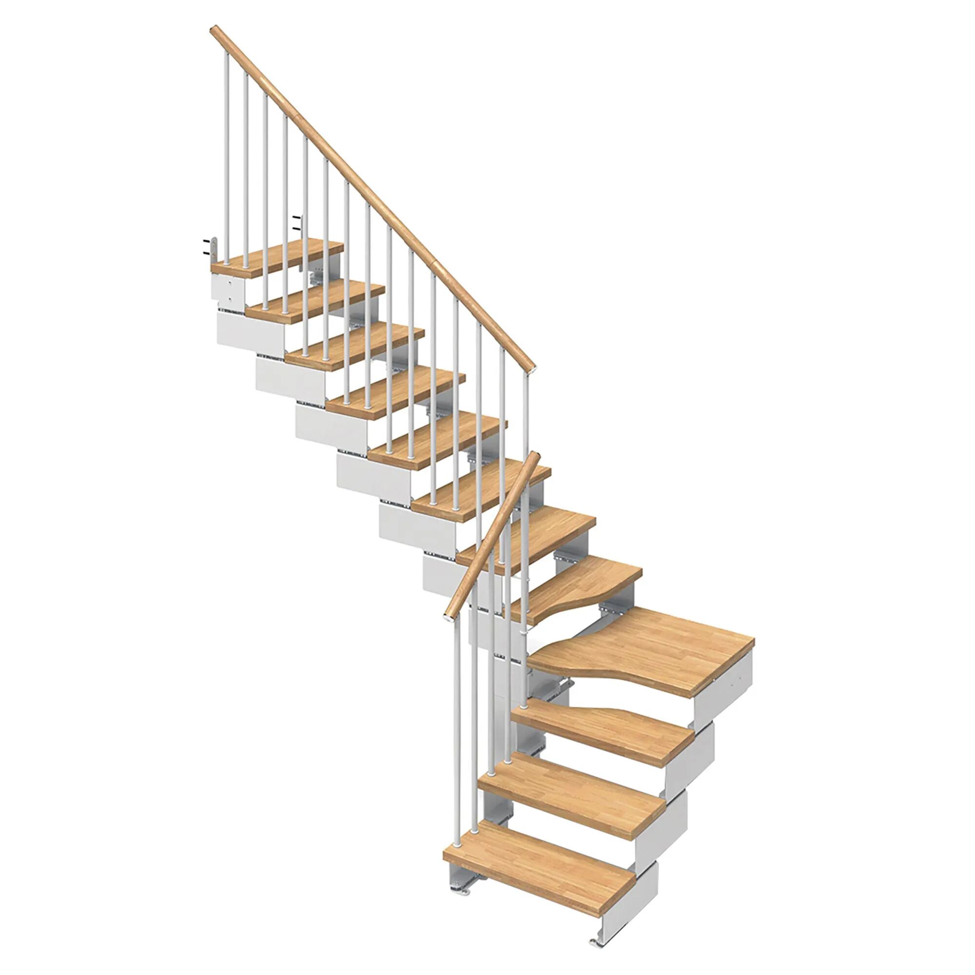 Tecnomat SCALA A GIORNO KOMPO A L (UN GIRO) 12 GRADINI IN LEGNO DI FAGGIO NATURALE ACCIAIO BIANCO