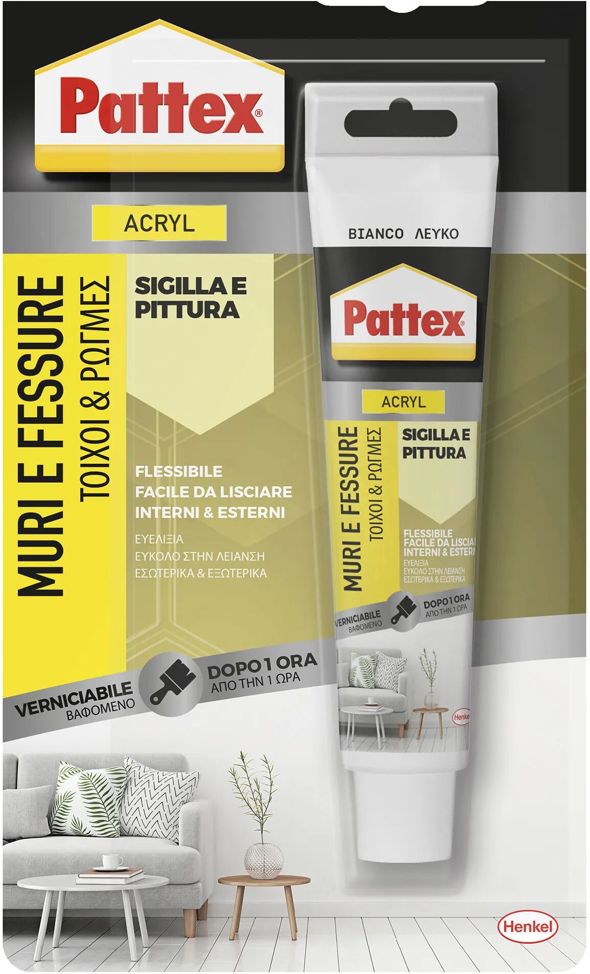 Pattex SILICONE ACRILICO MURI E FESSURE  BIANCO 50 ml