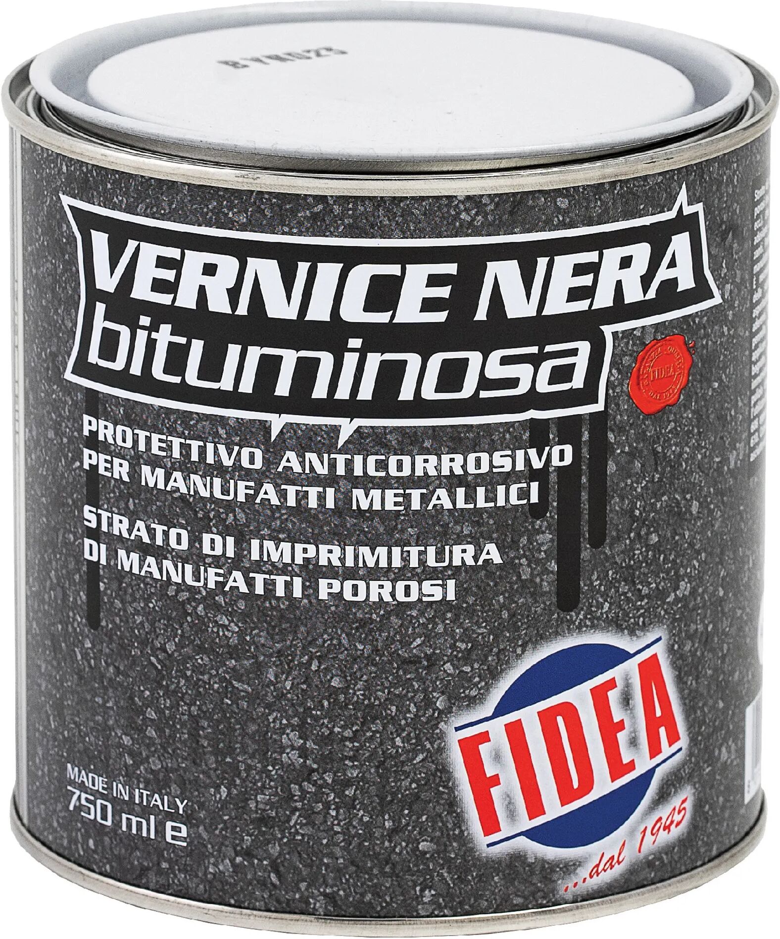 Fidea VERNICE NERA BITUMINOSA  750 ml PROTETTIVO ANTICORROSIVO PER ESTERNI 10 m² CON 1 l