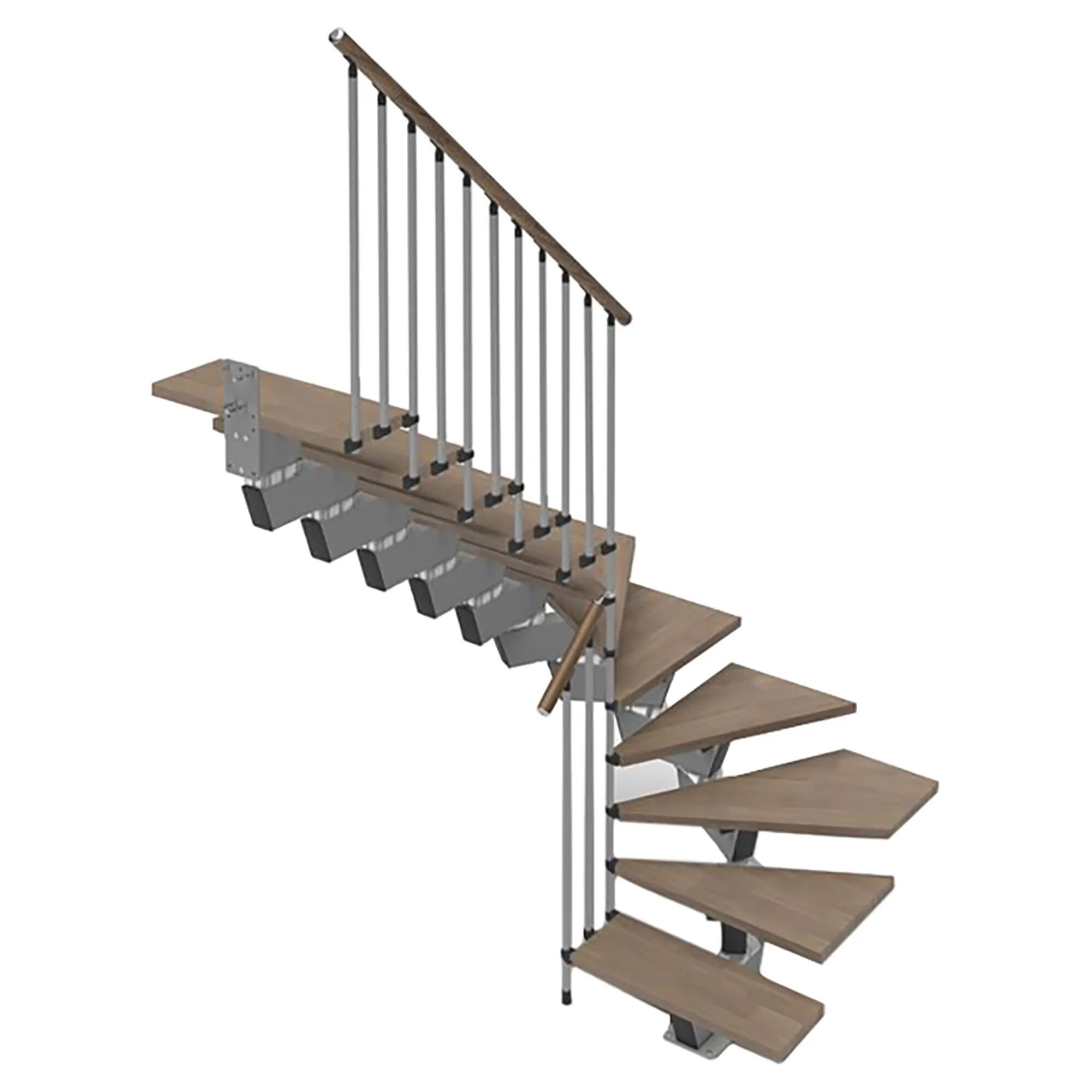 Tecnomat SCALA A GIORNO MAXI A U (DUE GIRI) 12 GRADINI IN LEGNO DI FAGGIO NOCE ACCIAIO GRIGIO SCURO