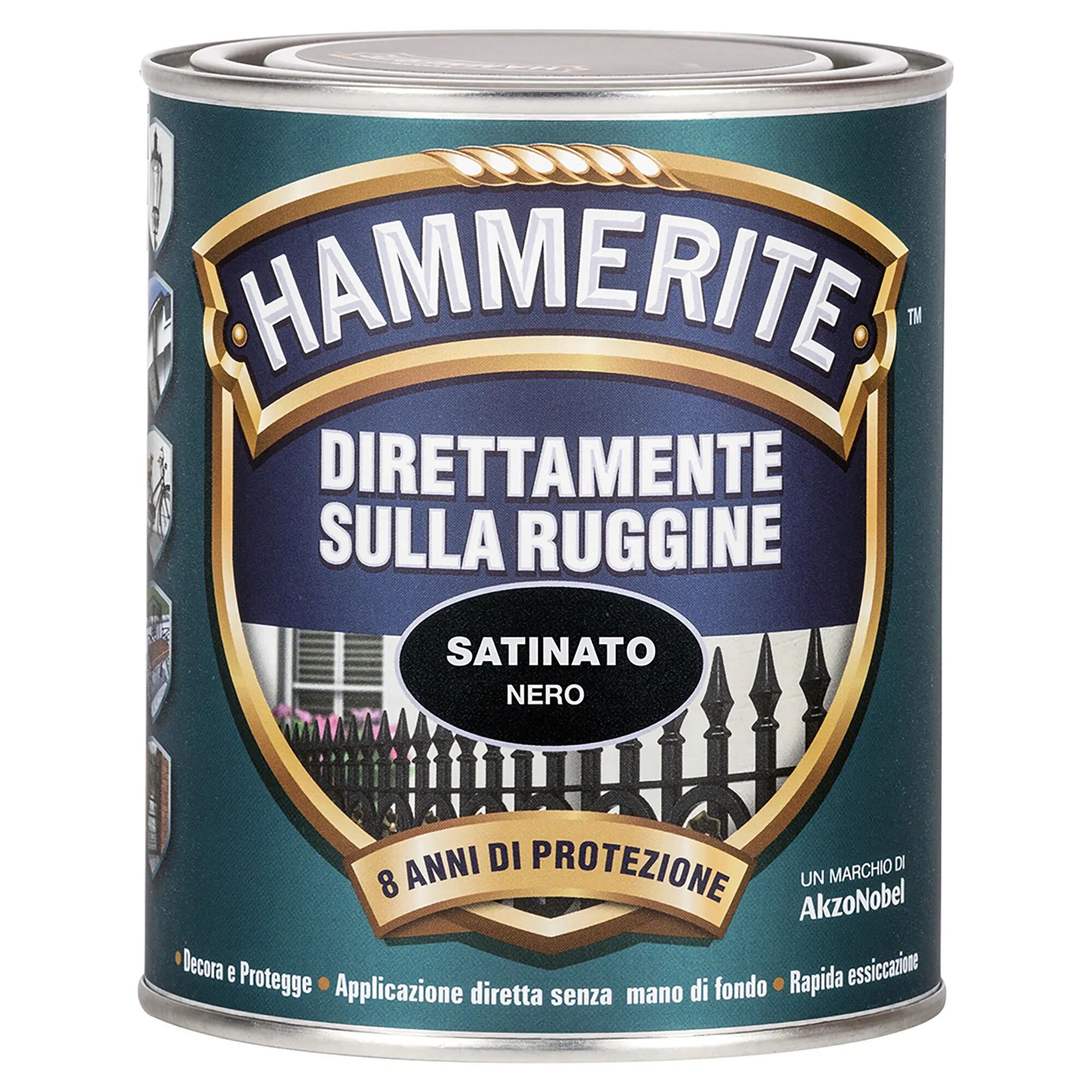 Hammerite SMALTO ANTIRUGGINE SATINATO  0,75 l NERO 8-10 m² CON 1 l