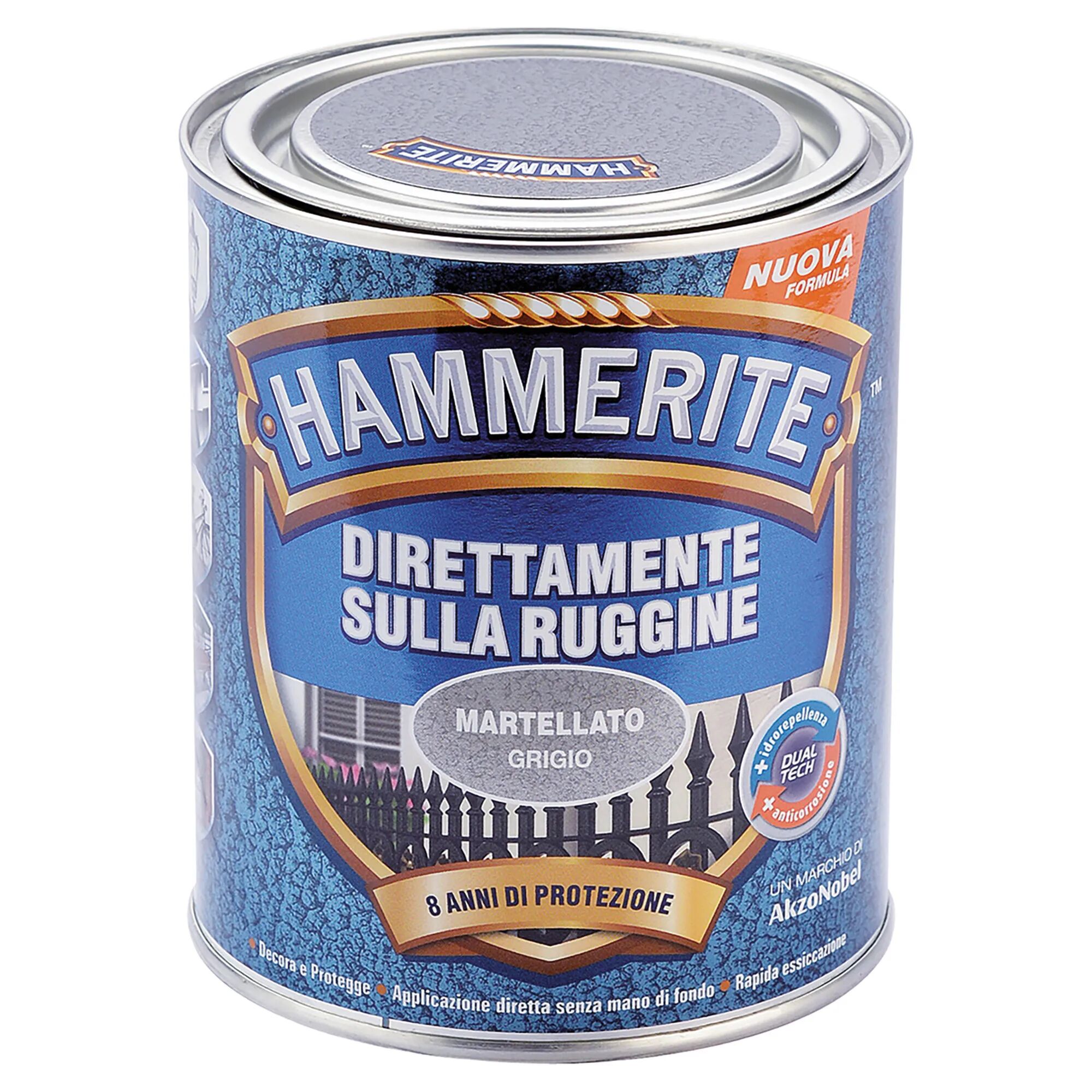 Hammerite SMALTO ANTIRUGGINE MARTELLATO  0,75 l GRIGIO 8-10 m² CON 1 l