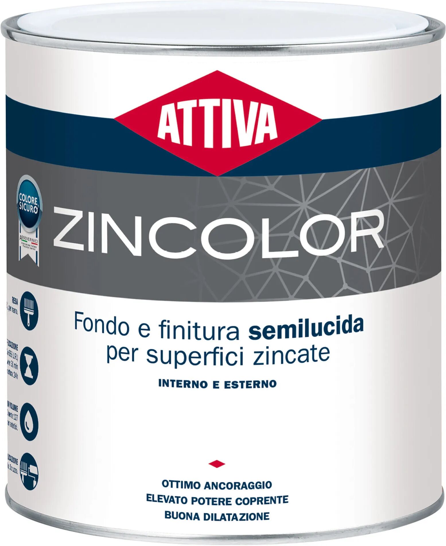 Attiva FONDO FINITURA  ZINCOLOR 2,5 l NERO PER SUPPORTI ZINCATI