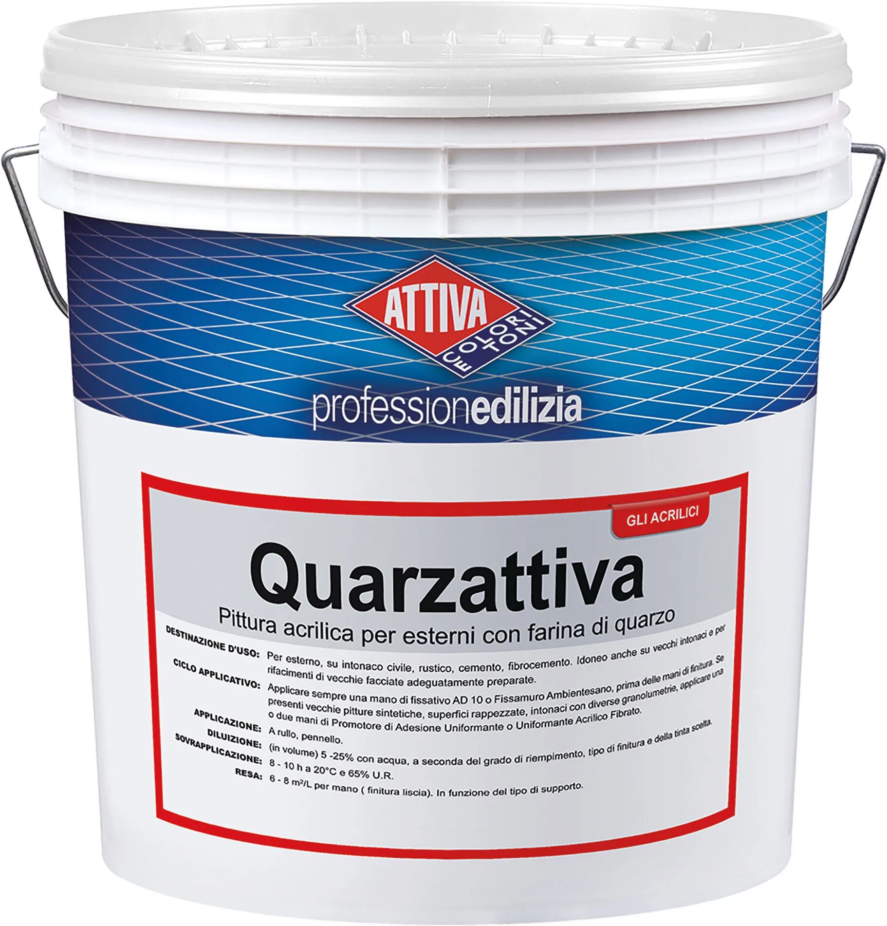 Attiva IDROPITTURA AL QUARZO  5 l BIANCA ANTIALGA E ANTIMUFFA 3-4 m² CON 1 l A 2 MANI