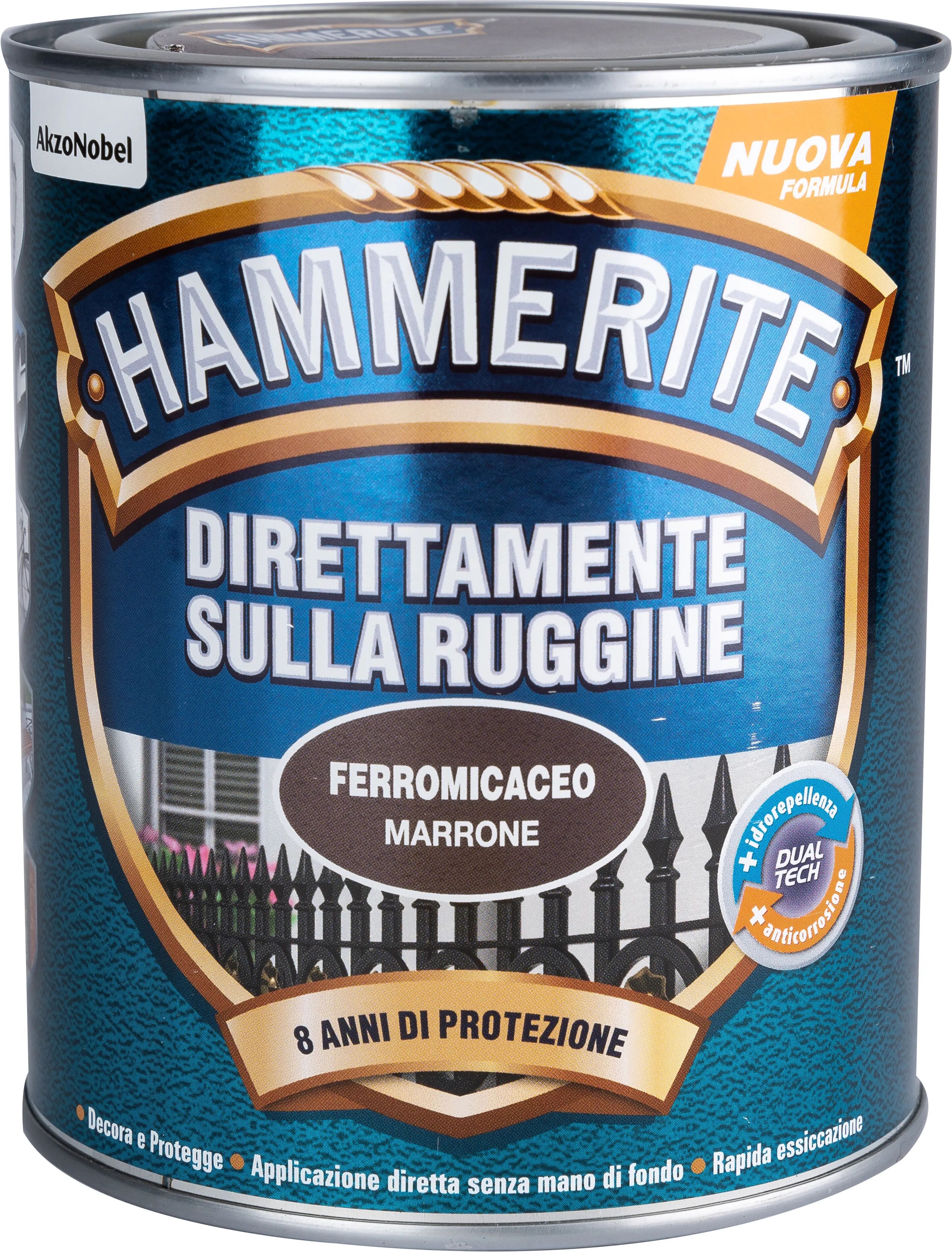 Hammerite SMALTO ANTIRUGGINE FERROMCACEO  0,75 l MARRONE 8-10 m² CON 1 l