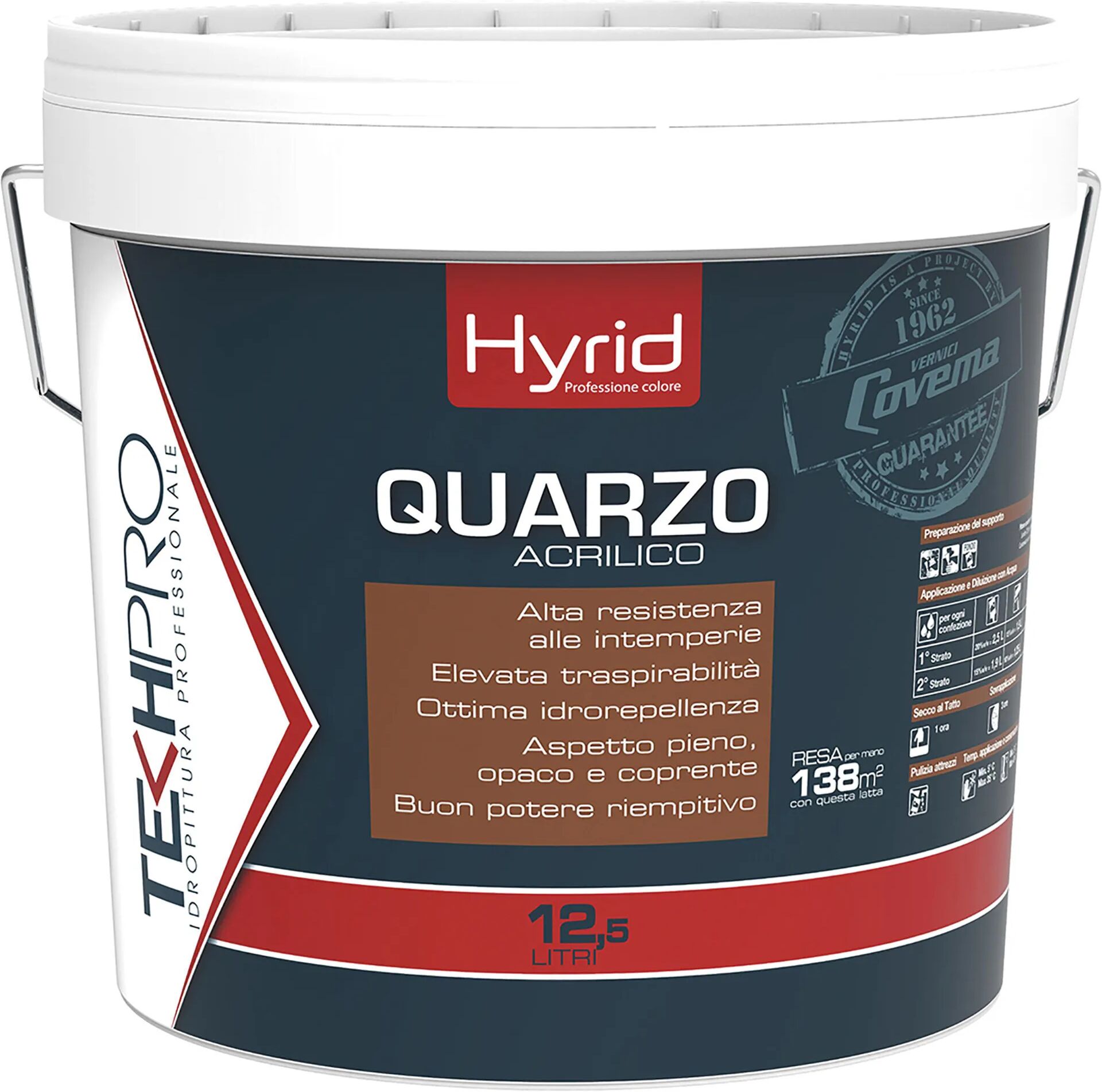 Hyrid By Covema RIVESTIMENTO AL QUARZO ACRILICO COVEMA BIANCO 12,5 l PER ESTERNO 5-6 m² CON 1 l A 2 MANI