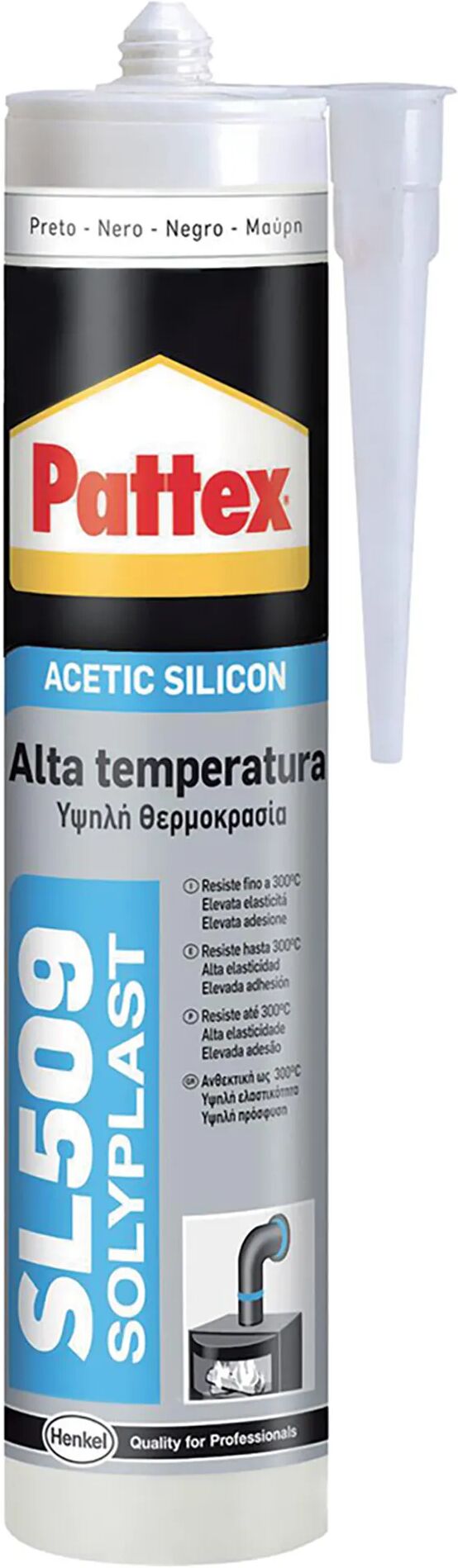 Pattex SILICONE ACETICO  SL509 300 ml NERO ALTE TEMPERATURE