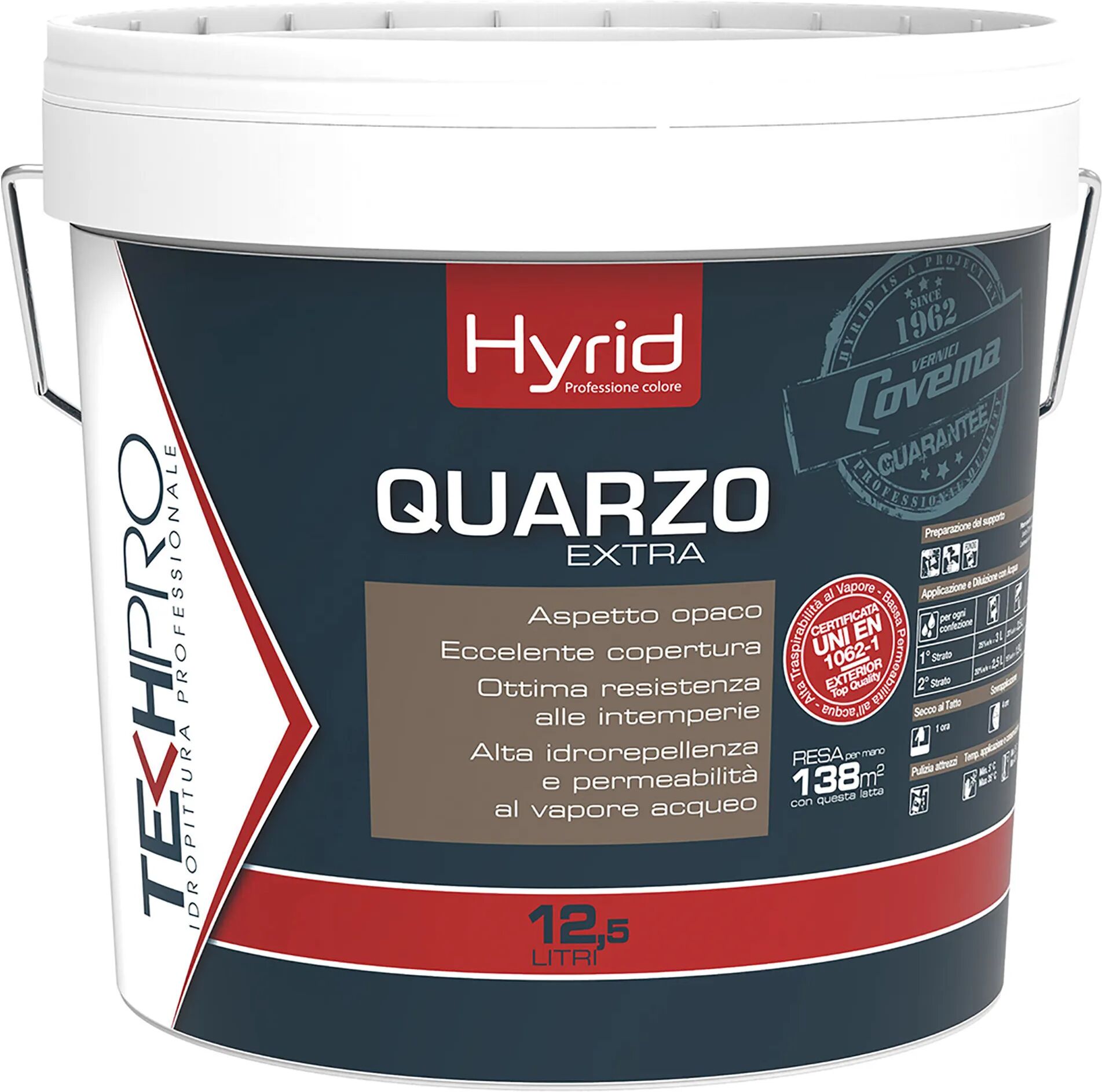 Hyrid By Covema RIVESTIMENTO AL QUARZO EXTRA COVEMA BIANCO 12,5 l PER ESTERNO 5-6 m² CON 1 l A 2 MANI