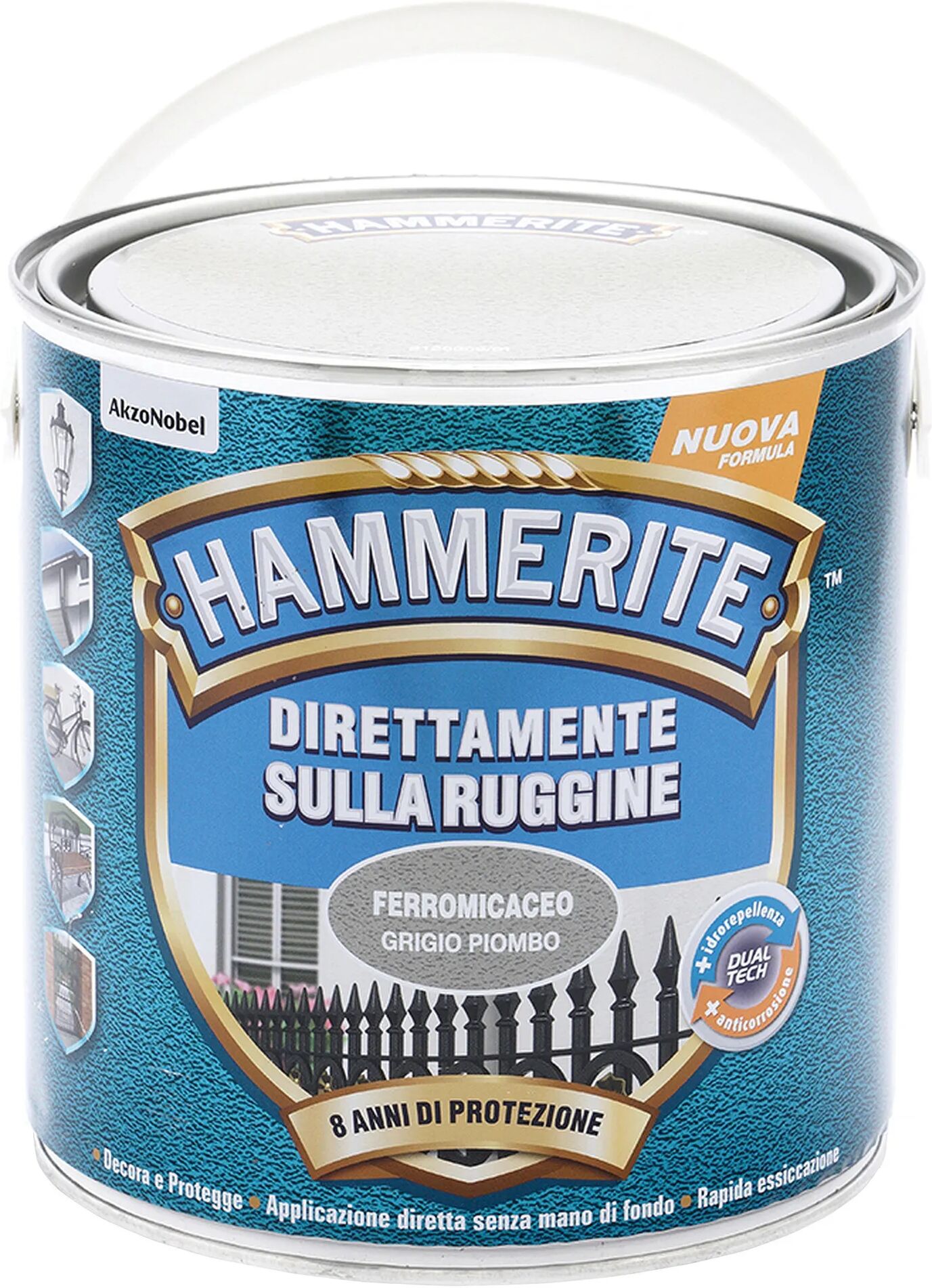 Hammerite SMALTO ANTIRUGGINE FERROMCACEO  0,75 l GRIGIO PIOMBO 8-10 m² CON 1 l