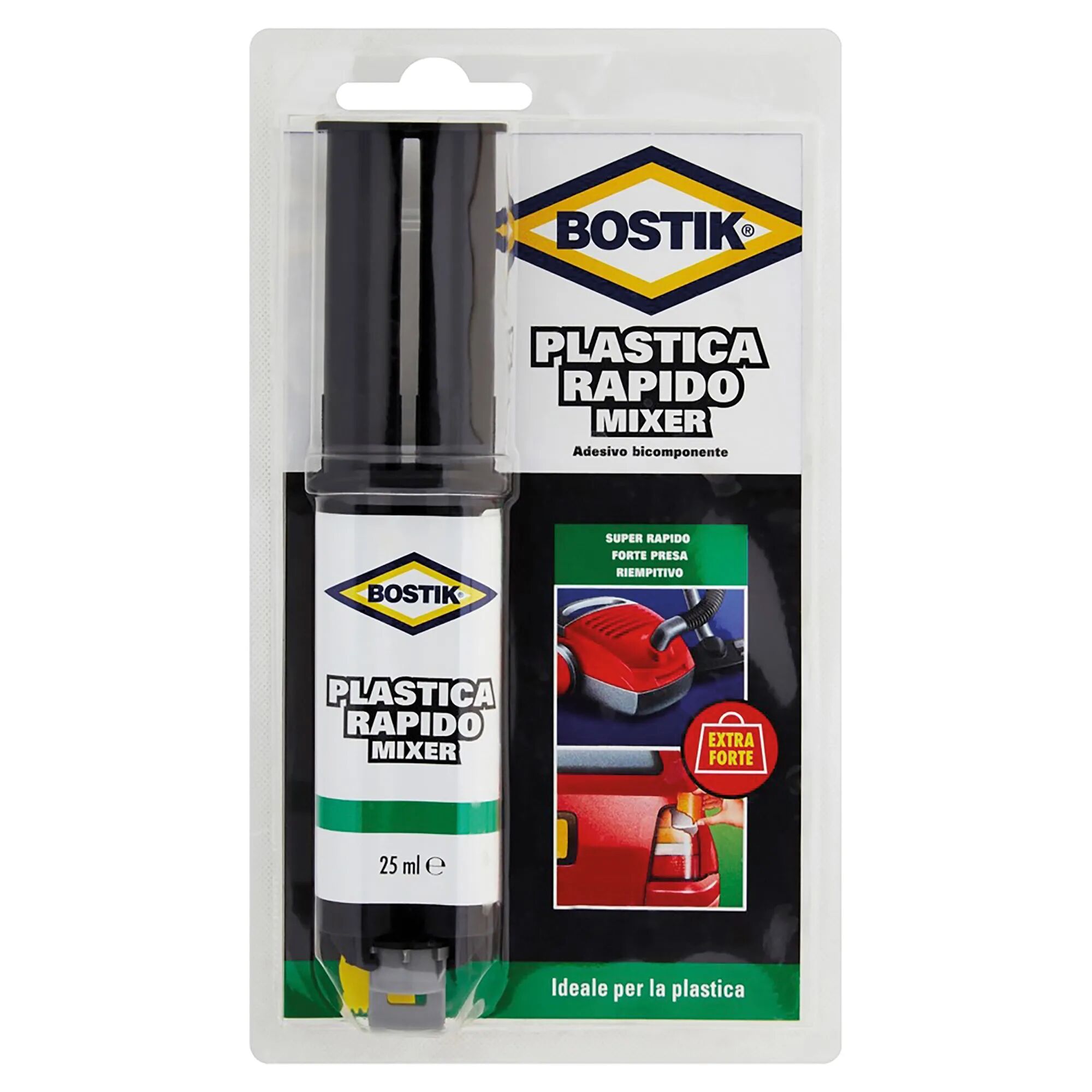 Bostik ADESIVO BICOMPONENTE  PLASTICA 25 ml PRESA FORTE E RAPIDA IDEALE PER PLASTICHE