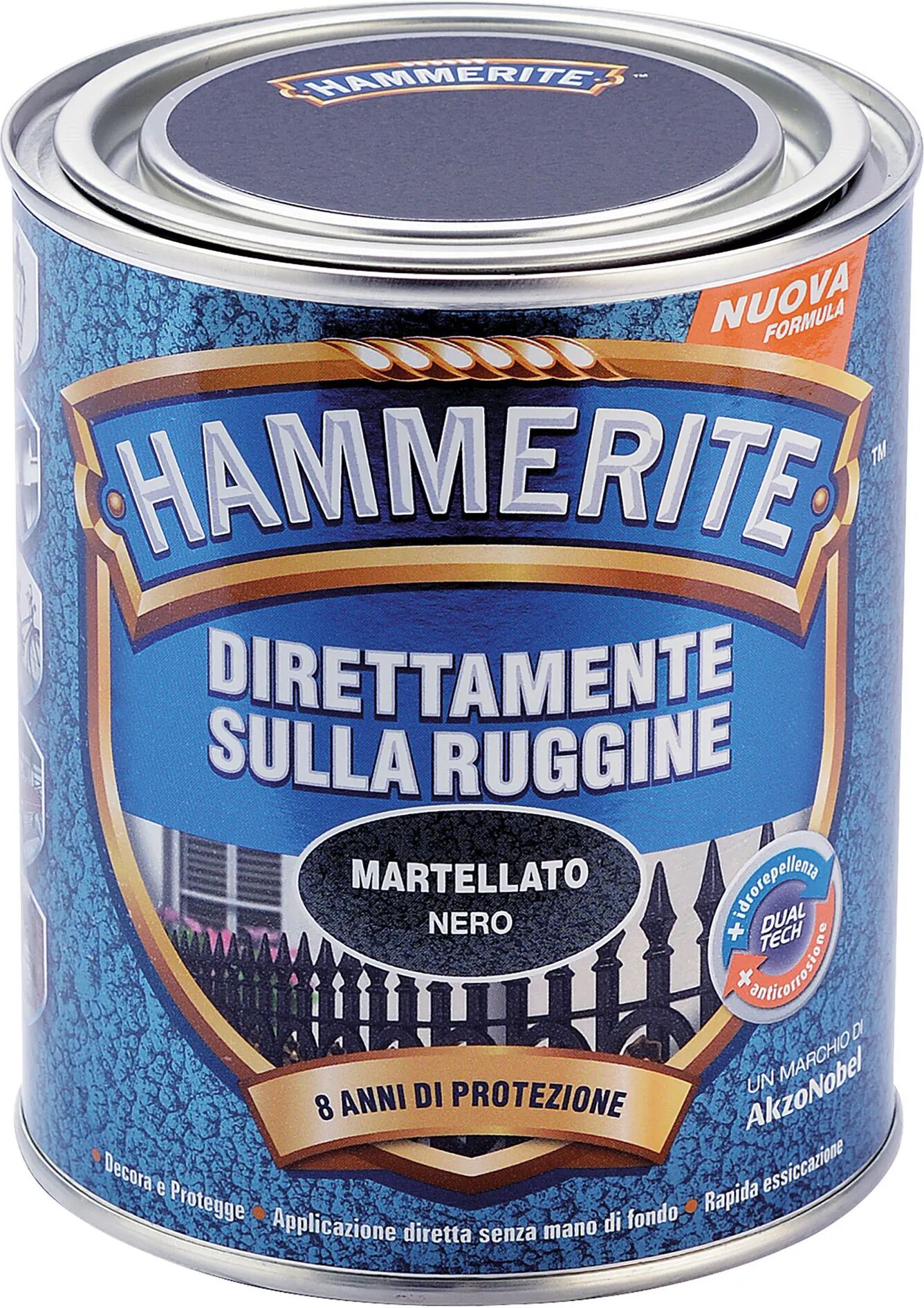 Hammerite SMALTO ANTIRUGGINE MARTELLATO  0,75 l NERO 8-10 m² CON 1 l