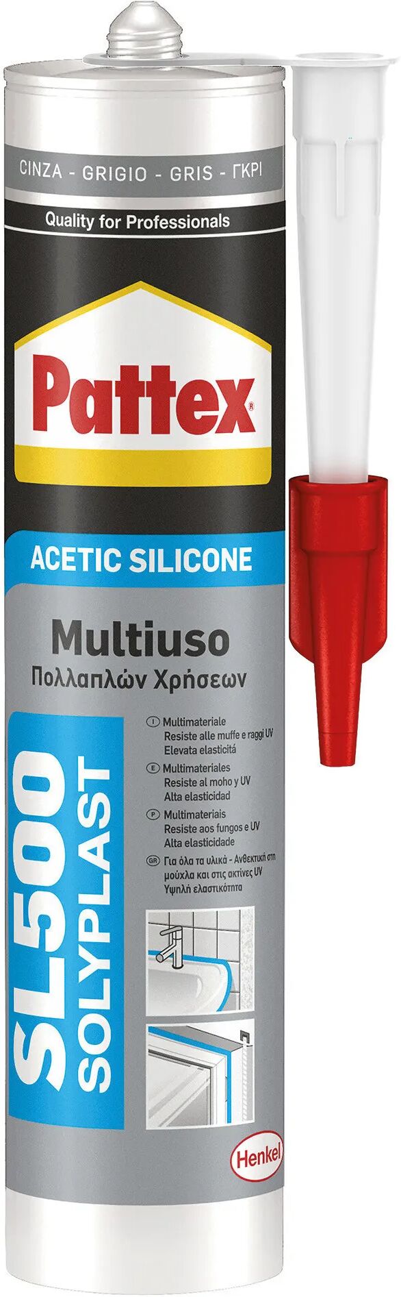 Pattex SILICONE ACETICO  UNIVERSALE GRIGIO 300 ml ALTA QUALITA