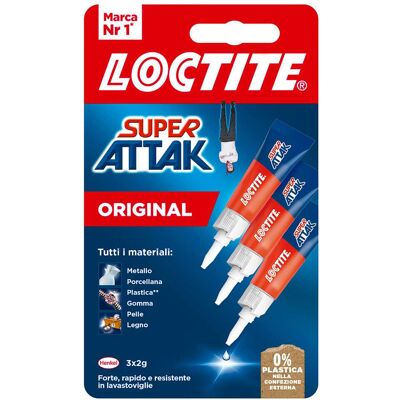 Loctite SUPERATTAK MINITRIO 3x2g ADESIVO UNIVERSALE ISTANTANEO PER MATERIALI DIVERSI Loctite SUPERATTAK MINITRIO 3x2g ADESIVO UNIVERSALE ISTANTANEO PER MATERIALI DIVERSI