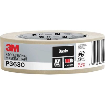 3M NASTRO MASCHERATURA P3630 36mm x 50m BEIGE PER INTERNI IDEALE PER SUPERFICI LISCE 3M NASTRO MASCHERATURA P3630 36mm x 50m BEIGE PER INTERNI IDEALE PER SUPERFICI LISCE