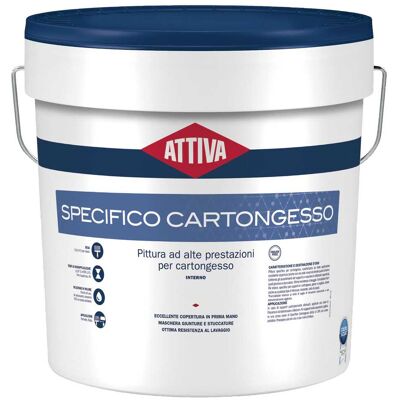 Attiva IDROPITTURA SPECIFICO CARTONGESSO 12 l ALTA COPERTURA 5-6 m² CON 1 lt A 2 MANI Attiva IDROPITTURA SPECIFICO CARTONGESSO 12 l ALTA COPERTURA 5-6 m² CON 1 lt A 2 MANI