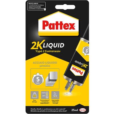 Pattex ACCIAIO LIQUIDO MIX 35 g RIPARA METALLO VETRO CERAMICA LEGNO SUPER FORTE Pattex ACCIAIO LIQUIDO MIX 35 g RIPARA METALLO VETRO CERAMICA LEGNO SUPER FORTE