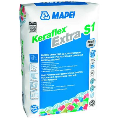 Mapei COLLA KERAFLEX EXTRA S1 ZERO GRIGIO 25 KG Mapei COLLA KERAFLEX EXTRA S1 ZERO GRIGIO 25 KG