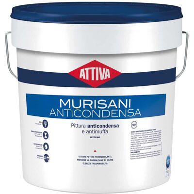 Attiva IDROPITTURA ANTICONDENSA 12,5 l MURISANI TRASPIRANTE 2 m² CON 1 l A 2 MANI Attiva IDROPITTURA ANTICONDENSA 12,5 l MURISANI TRASPIRANTE 2 m² CON 1 l A 2 MANI
