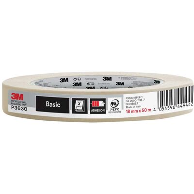3M NASTRO MASCHERATURA P3630 18mm x 50m BEIGE PER INTERNI IDEALE PER SUPERFICI LISCE 3M NASTRO MASCHERATURA P3630 18mm x 50m BEIGE PER INTERNI IDEALE PER SUPERFICI LISCE
