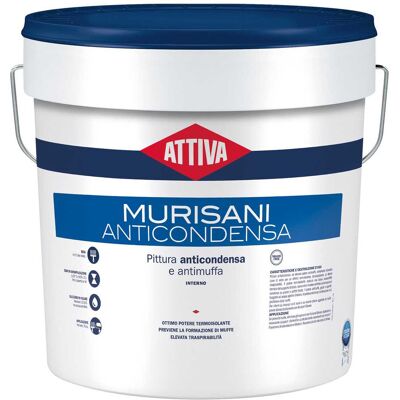 Attiva IDROPITTURA ANTICONDENSA 5 l MURISANI TRASPIRANTE 2 m² CON 1 l A 2 MANI Attiva IDROPITTURA ANTICONDENSA 5 l MURISANI TRASPIRANTE 2 m² CON 1 l A 2 MANI