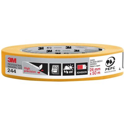 3M NASTRO MASCHERATURA 244 24mm x 50m GIALLO ANTIGOCCIA RESISTE FINO 150 GIORNI 3M NASTRO MASCHERATURA 244 24mm x 50m GIALLO ANTIGOCCIA RESISTE FINO 150 GIORNI