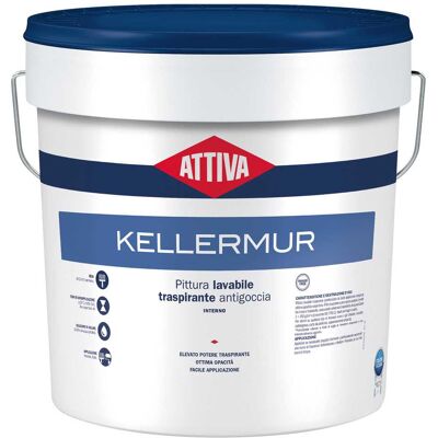 Attiva IDROPITTURA LAVABILE TRASPIRANTE 5 l KELLERMUR BIANCO 5-6 m² CON 1 l A 2 MANI Attiva IDROPITTURA LAVABILE TRASPIRANTE 5 l KELLERMUR BIANCO 5-6 m² CON 1 l A 2 MANI