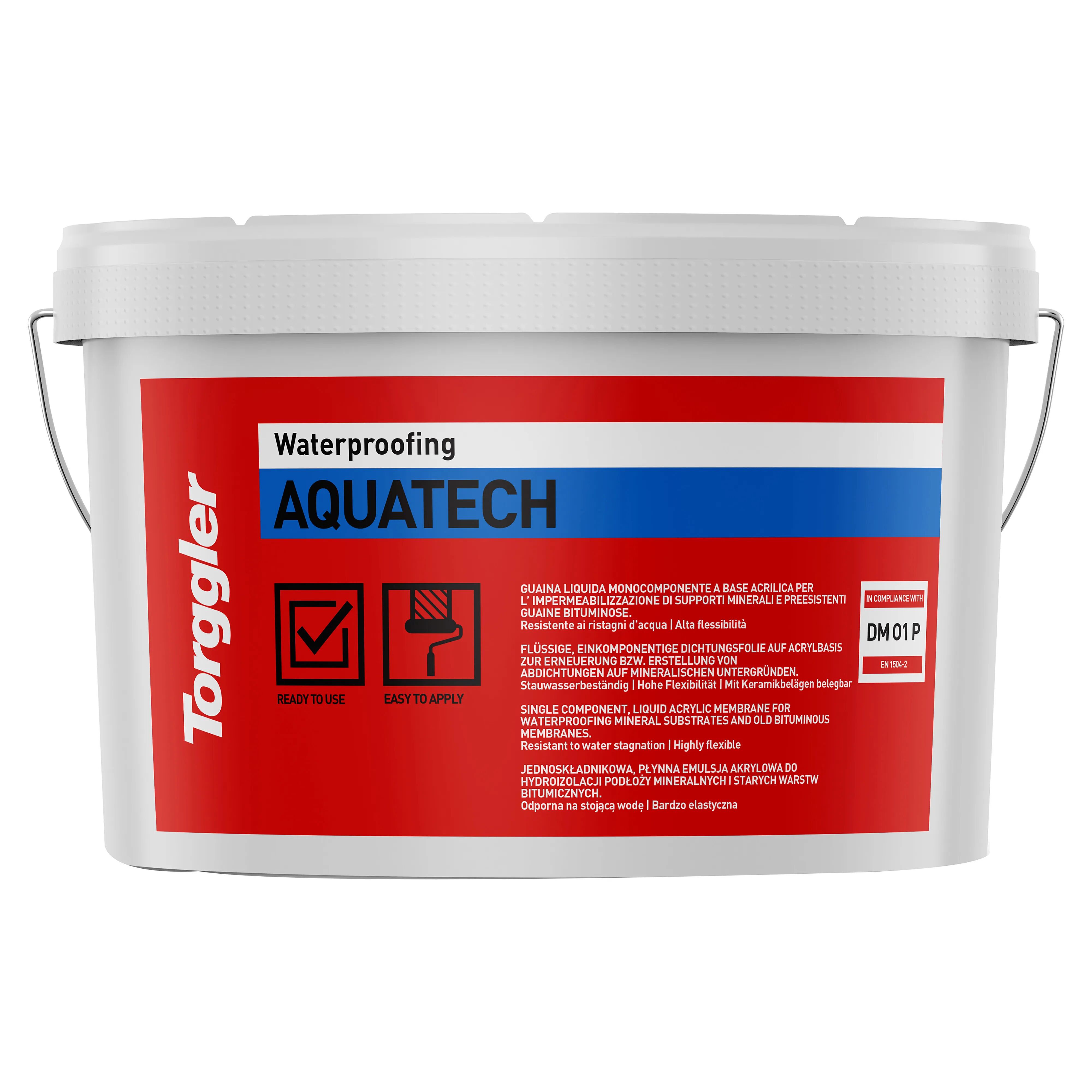 Guaina Liquida Aquatech Torggler 15 Kg Rossa - Flessibile E Resistente Al Ristagno