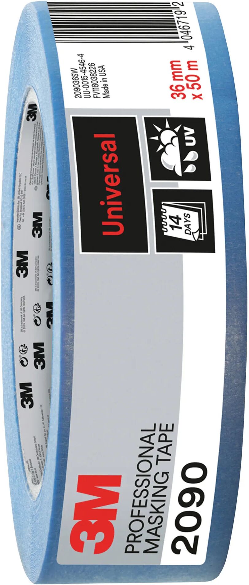 3M NASTRO MASCHERATURA 2090 36mm x 50m BLU WASHI INTERNO ESTERNO SUPERFICI LISCE/POCO RUVIDE