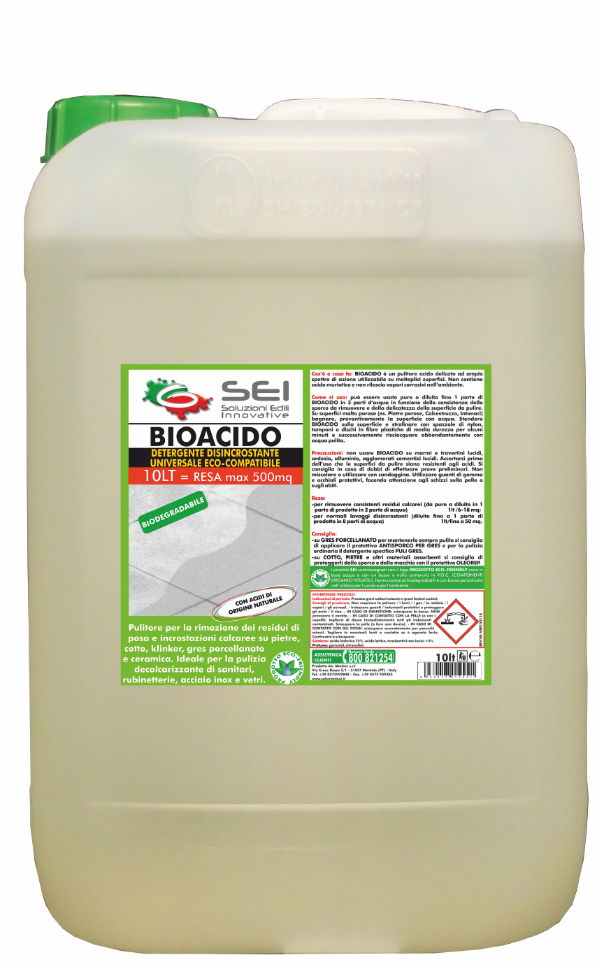 SEI_SOLUZIONI Bioacido 10l Detergente Acido Disincrostante Pronto Uso SEI_SOLUZIONI Bioacido 10l Detergente Acido Disincrostante Pronto Uso