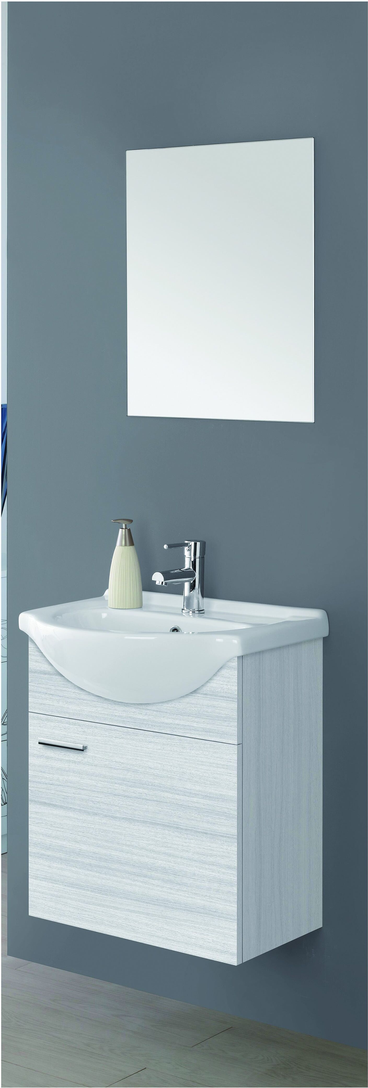 Mobile 1 Anta Rovere Grigio Lavabo In Ceramica Con Specchio 56x62x44,5 Cm (Lxhxp) Mobile 1 Anta Rovere Grigio Lavabo In Ceramica Con Specchio 56x62x44,5 Cm (Lxhxp)