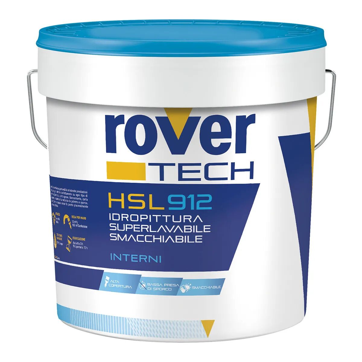 ROVERTECH Idropittura Superlavabile  14 L Hsl912 Smacchiabile Bianca 5-6 M² Con 1 L A 2 Mani