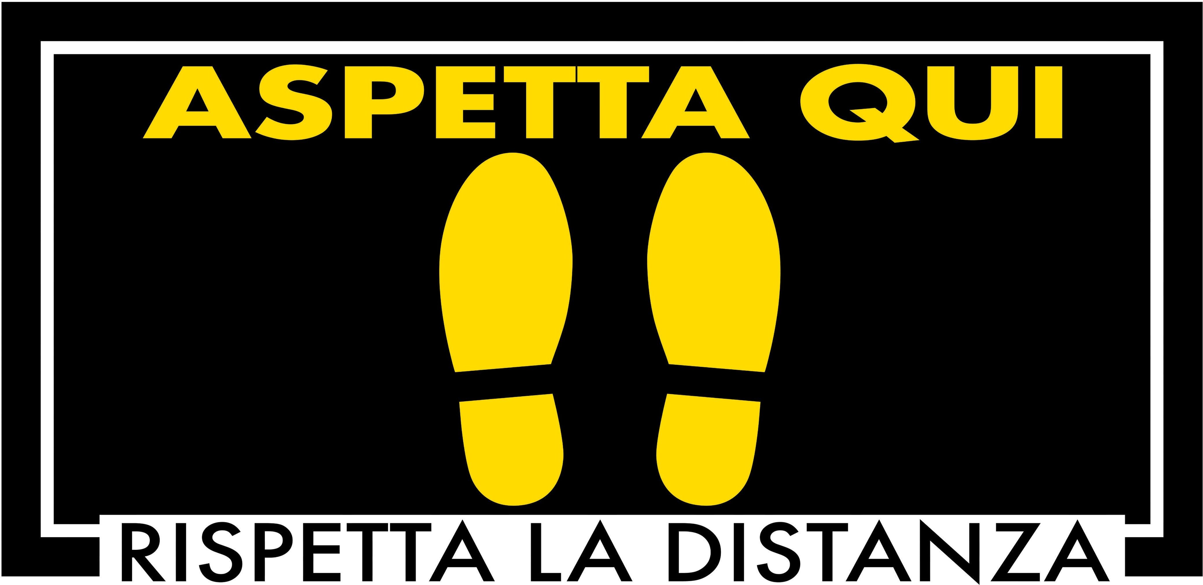 NUOVA ALGIS Adesivo Nero Rettangolare Aspetta Qui Da Pavimento 48x24 Cm NUOVA ALGIS Adesivo Nero Rettangolare Aspetta Qui Da Pavimento 48x24 Cm