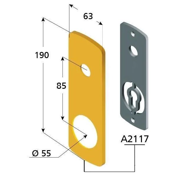 tecnomat kit cover disec per protettore/maniglia cromo satinato da esterno per porta blindata