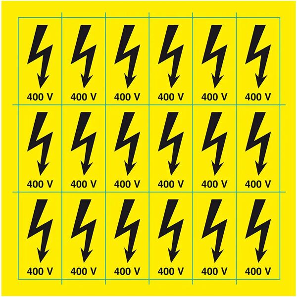 nuova algis targa tensione elettrica 400 v in pvc 2,6x5,2 cm 18 pezzi