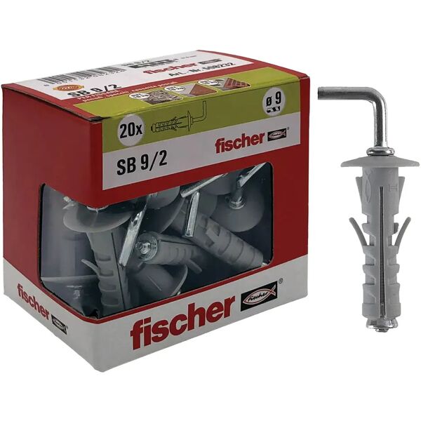 fischer tasselli nylon  sb 9/2 9x40 mm 20 pezzi con gancio medio