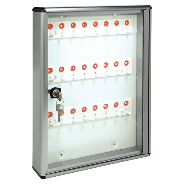 alubox bacheca porta 24 chiavi  alluminio e plexiglass 30x40x5 cm (lxhxp)