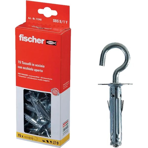 fischer tasselli acciaio  sbs 9/1 9x45 mm 15 pezzi con occhiolo aperto