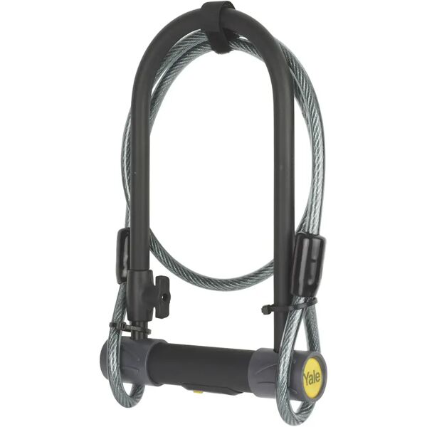 yale arco di sicurezza  per bici e moto lunghezza 230 mm Ø 13 mm con cavo lunghezza 120 cm