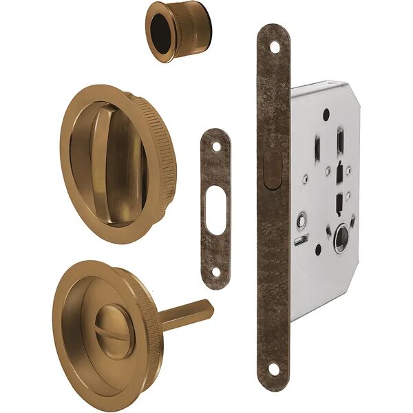 bonaiti kit wc  maniglia e serratura e50 mm per porta scorrevole bronzato