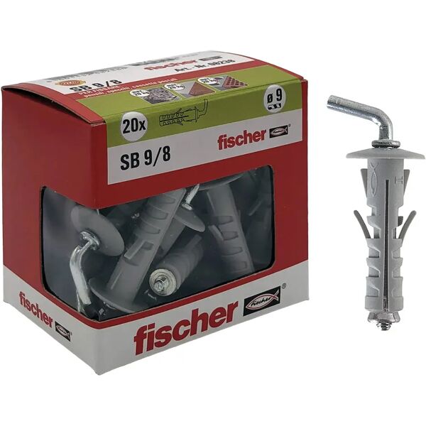 fischer tasselli nylon  sb 9/8 9x40 mm 20 pezzi con gancio corto