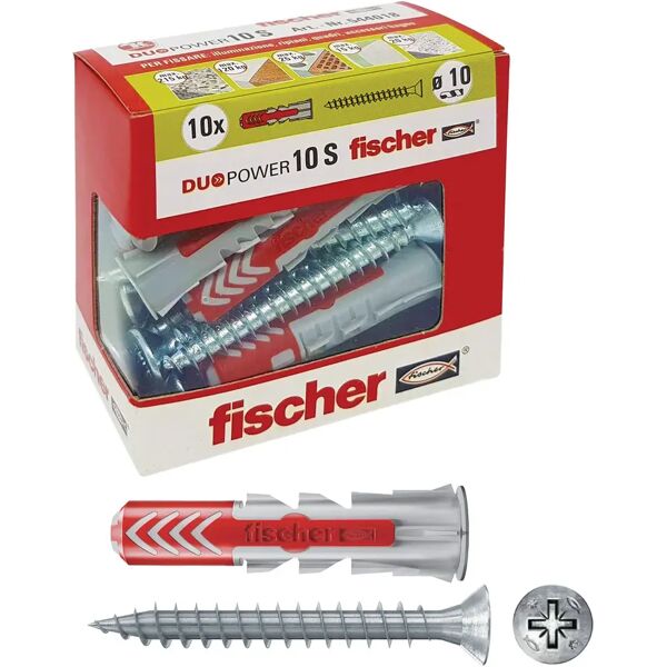 fischer tasselli duopower bi-materiale  10sy 10x50 mm 10 pezzi con vite 7x60 mm