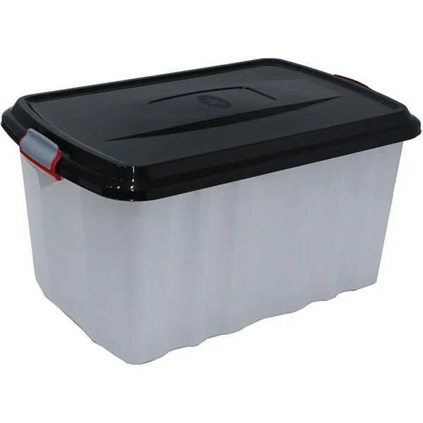 mazzei box con coperchio nero e ruote 59x31x39 cm (lxhxp) 45 l bianco