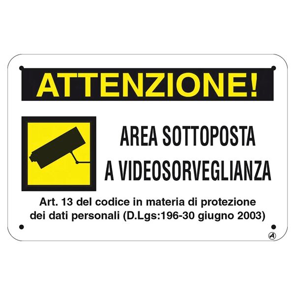 nuova algis cartello area sottoposta a videosorveglianza in alluminio 18x12 cm