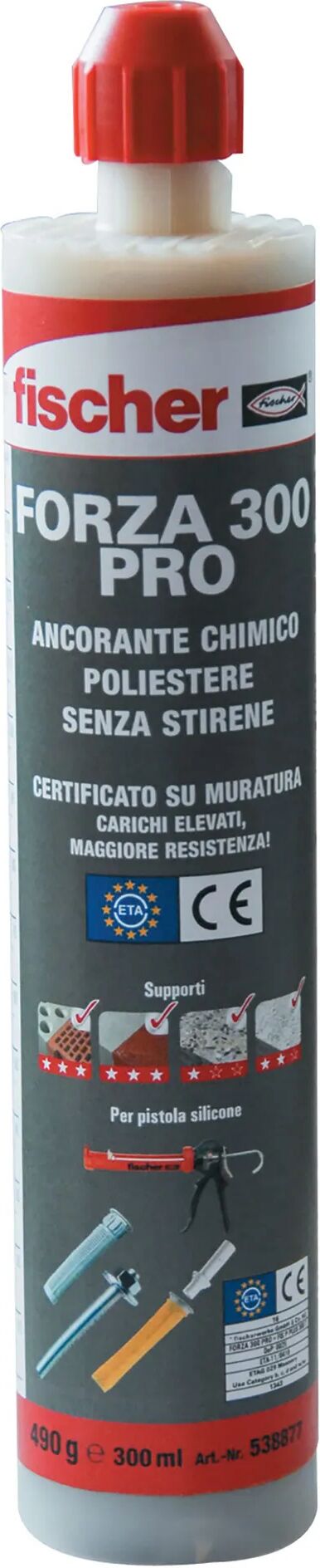 fischer ancorante chimico poliestere  forza pro 300 ml certificato ce