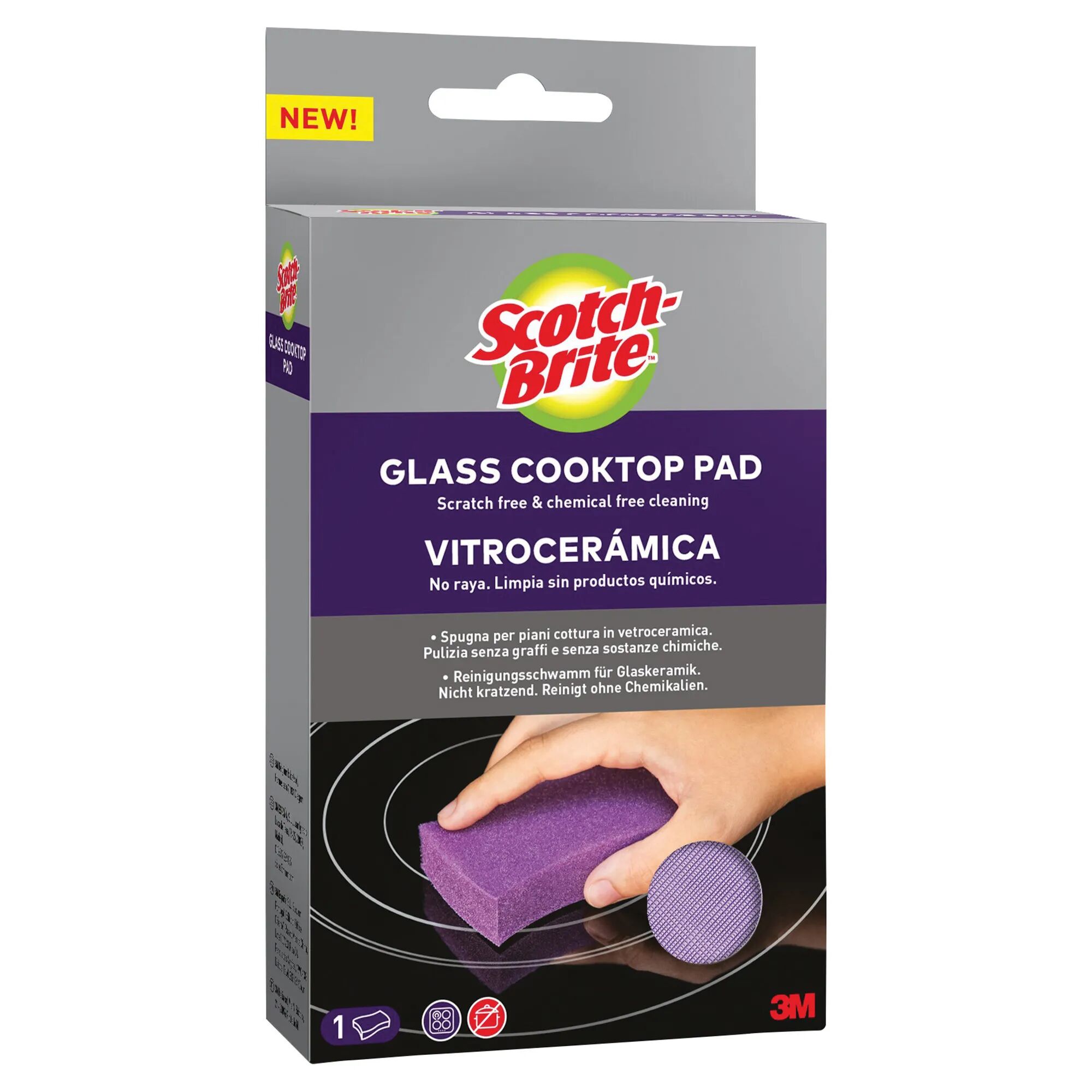 3m spugna scotch brite per vetroceramica senza prodotti chimici viola 1 pezzo